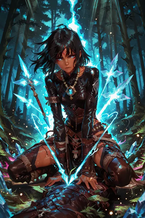 (qualidade superior:1.2), (ultra detalhado:1.1), (fantastic art:1.3), ((1girl)), ((indigenous_warrior_princess:1.4)), ((long_flowing_black_hair:1.3)), ((smooth_tanned_skin:1.2)), ((serene_facial_features)), ((focused_intense_eyes)), ((native_american_featu...