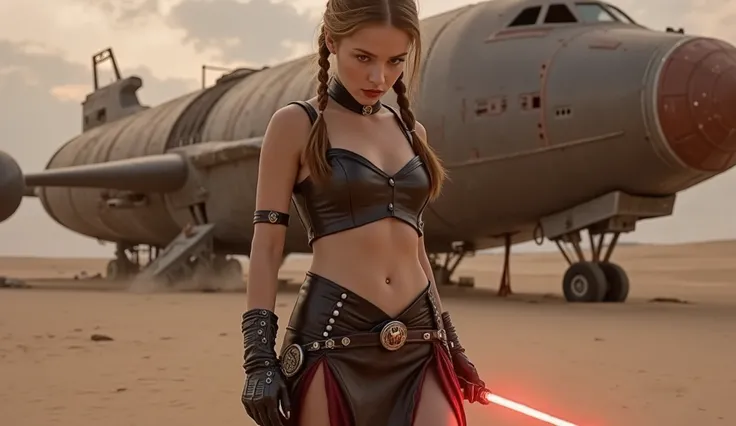 🌟 Sturpunk femininity in the desert
(High Realism 16K, dark punk fantasy style, oil painting surface with mechanical details)
🌌 background:
Abandoned desert valley with rusty metal ruins and valves that release steam
The (Inspired by Star Wars, , but...