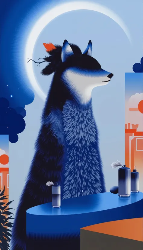 场scene设计，” the magic in the ordinary”，in a super magical space，Inside is a secret drawer under the cashier with strong blue light leading directly to the Earth's core，（The rotating light staircase），with magically faded quill pens and glass bottles filled w...