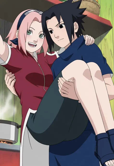 masterpiece, best quality, very detailed, , masterpiece, best quality, eyelashes, (Beautiful Eyes), cowboy shot,, Official anime Illustration, Official artwork, screencap,,Scarsdale, ,Sakura haruno, 1girl,solo, short hair, pink hair, green eyes,"Red sleeve...