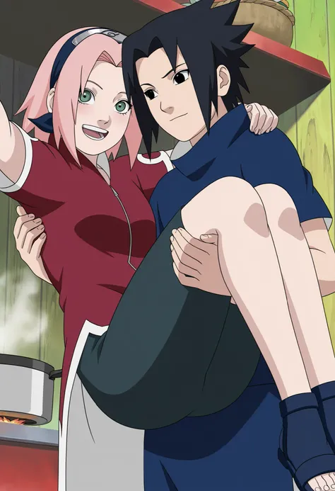 masterpiece, best quality, very detailed, , masterpiece, best quality, eyelashes, (Beautiful Eyes), cowboy shot,, Official anime Illustration, Official artwork, screencap,,Scarsdale, ,Sakura haruno, 1girl,solo, short hair, pink hair, green eyes,"Red sleeve...