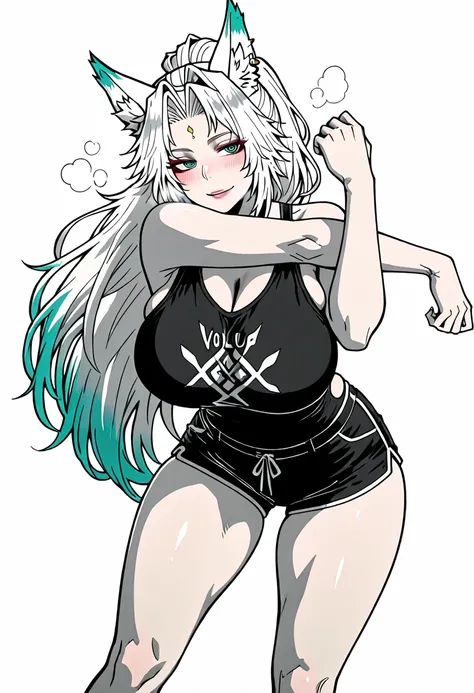 (Norman maggot-style:1.2), (j.k.-style:1.2)((anatomical correct)), (lineart:1.4), ((monochrome, greyscale, manga-style, spot colors)), perfect body, perfect eyes, perfect fingers, gasping, heavy breathing, gasping profusely, ((skindentation)), ((curvy)), F...