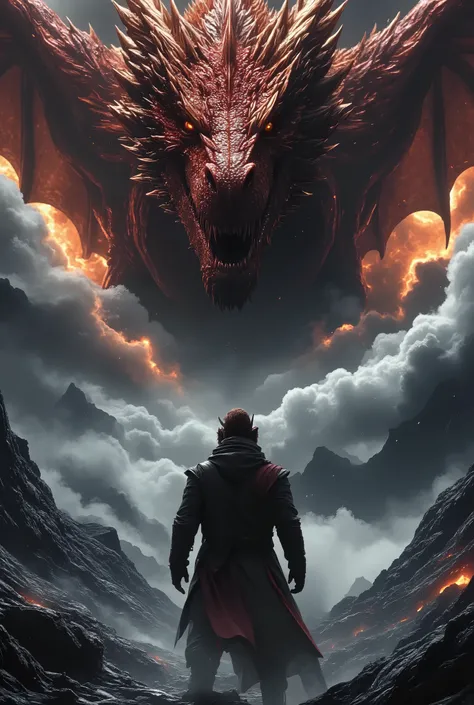 Heir the Dragon and clan, striking professional_photo, hyper_realistic_raw_photo, Canon_F_1.8_lens,35_mm_full_size_sensor,A realistic 2 legendary giant dragon that rises from the eruption mountains and fight ,god,impressive composition, 8k, 4k, 2k