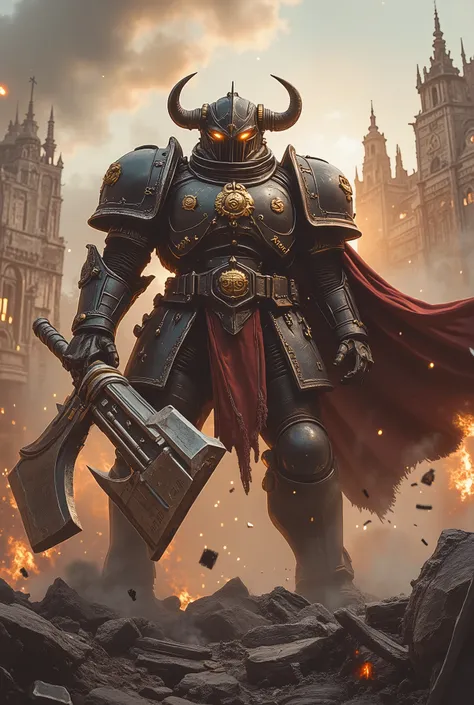 (masterpiece, ultra-HD, 32k, photorealistic, cinematic lighting, dramatic shadows, film grain, glowing particles, volumetric fog, depth of field, moody tone, official art style)
Low-angle full-body shot, slightly tilted: A towering Buffalo-headed knight st...