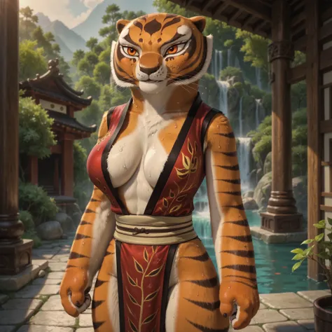 score_9, score_8_up, score_7_up, source_anime, source_furry, (beautiful, detailed background, digital artwork, digital art, well shaded artwork, depth, detailed artwork)1.2, 1girl, female, furry, anthro, Master tigress (Kung fu panda), Anthro tiger, detail...