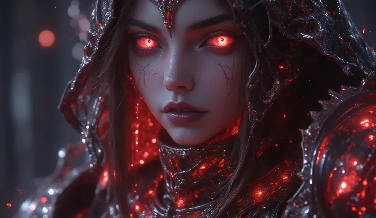 Create a hyper-detailed photo of a tattooed, jungen, sexy female berserker death knight, Breathtakingly perfect beautiful soft feminine face, Perfektes Make-up, detaillierte, glowing Florent neon eyes, langes Haar, hochdetaillierte, beautiful legs , hochd...