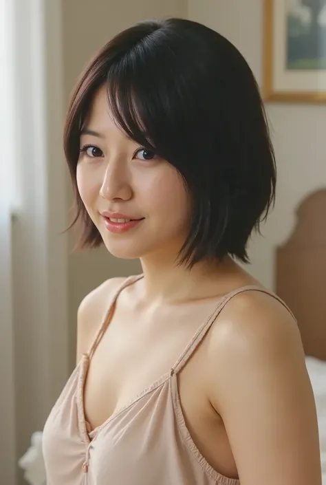 (( Premium Quality,  8k )), ((masterpiece)), ( details),     Japanese girl,   first-person view   ,One Woman, Petite Woman ,   sexy,(  in the bedroom),(((    Very Big Breasts,    Naked,  beautiful breasts, short bob hair , black hair))),  dark haired  , ((...