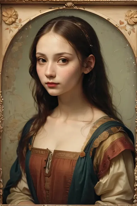 400 ((18 year old woman)),(short hair),(Neat hair),(Ultra High Definition),(Leonardo da Vinci Style Painting)