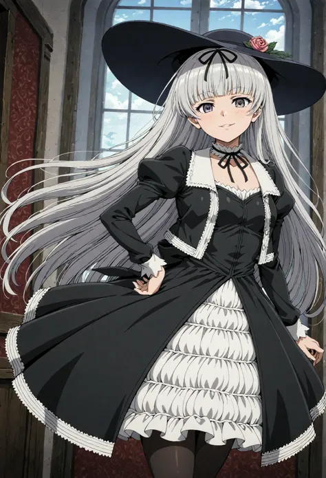 Gretel (black lagoon), gothic fashion,black hat,, best quality, HD ,masterpiece, High-resolution,,