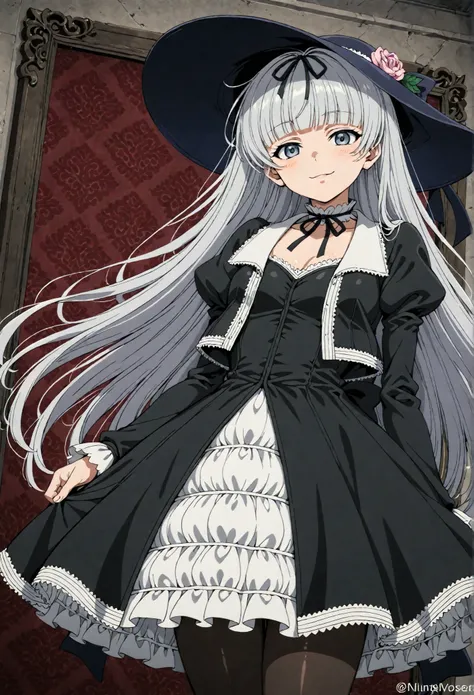 Gretel (black lagoon), gothic fashion,black hat,, best quality, HD ,masterpiece, High-resolution,,