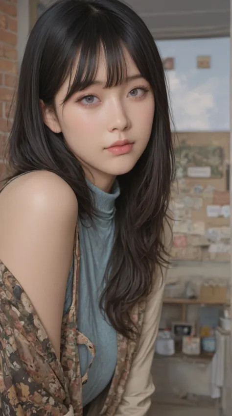 (8k, raw photos, top quality, masterpiece:1.2), Highly detailed RAW color photos, professional photo, (realistic, photo realistic:1.37), (top quality:1.2), Cinematic Light, (Very detailed face:1.2), (masterpiece:1.5), 1girl, solo, upper body, waist, black ...