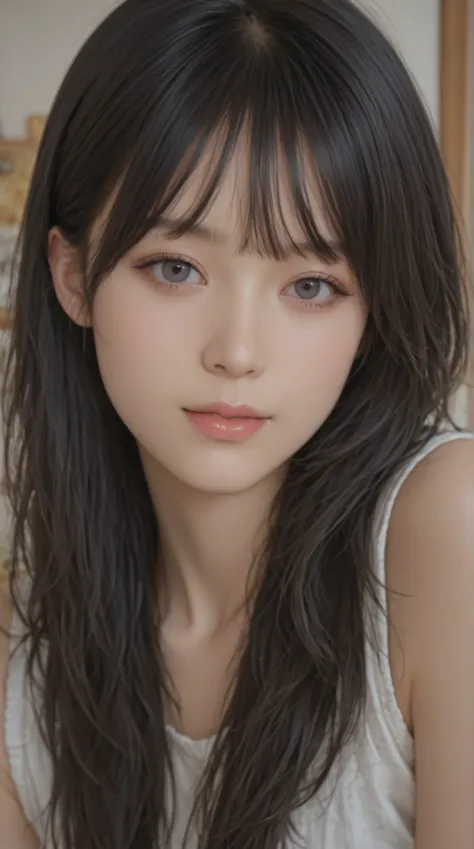 (8k, raw photos, top quality, masterpiece:1.2), Highly detailed RAW color photos, professional photo, (realistic, photo realistic:1.37), (top quality:1.2), Cinematic Light, (Very detailed face:1.2), (masterpiece:1.5), 1girl, solo, upper body, waist, black ...