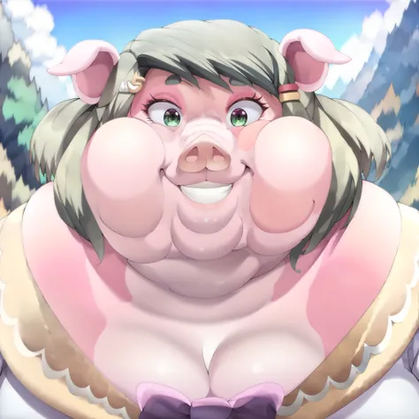 Super obese,Masterpiece, best quality, high resolution, headshot, close-up, portrait, 1girl, best quality, ultra-detailed, (masterpiece, best quality:1.3), 1female, adult, anime, mature female, smile, age 30-40, curvy, milf, mother, `pig`, `high school pig...