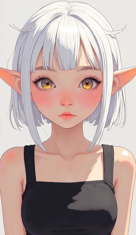 anime girl with white hair and ears in a black dress, cute natural anime face, Beautiful Anime Face, Neat Detailed Anime Art, Amazing Anime Face Portrait, Beautiful Anime Portraits, she has elf ears and gold eyes, Elf Girl, cute anime face, very cute anim...