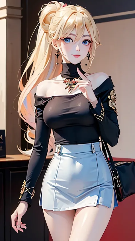 (Masterpiece, Ultra High Definition, Ultra High Quality / 8K Quality), A woman with the most beautiful face and body in history, Anime, Slim body, Tall height, Small face, Very large and full breasts, Thin waist, Big hips, Balanced proportions, Shiny hair,...
