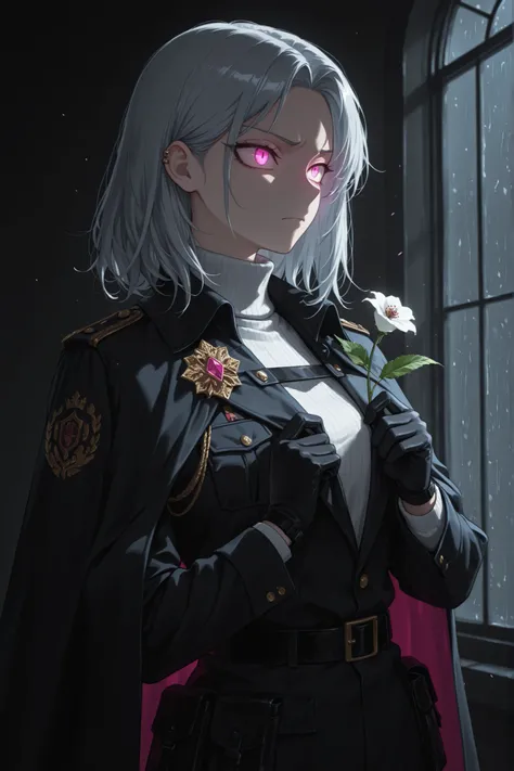 (glaring at viewer, cowboy shot:1.22), kubrick stare, tsurime narrow eyes, predatory eyes, (portrait, standing at attention, disciplined, side shot,  close up shot, three quarter shot:1.5), mature, (1girl:0.75), solo, masterpiece, best quality, amazing qua...