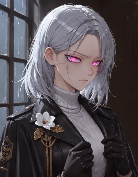 (looking at viewer, glaring at viewer, cowboy shot:1.22), kubrick stare, tsurime narrow eyes, predatory eyes, (portrait, standing at attention, disciplined, side shot, medium shot, three quarter shot:1.5), mature, (1girl:0.75), solo, masterpiece, best qual...