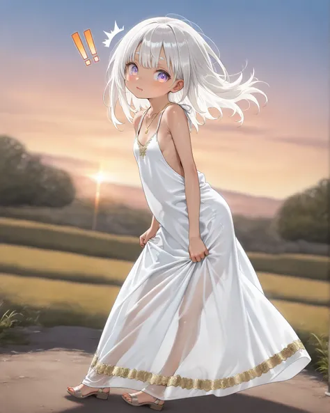 ((Masterpiece)), ((best quality, amazing quality)), ((very aesthetic, absurdres, newest, detailed background)), ((detailed background, negative space, blurry background, depth of field)), (from side, full body), (backlighting), ((1girl)), (cute young girl)...