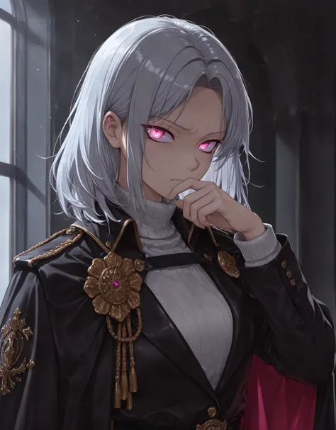 (looking at viewer, glaring at viewer, cowboy shot:1.22), kubrick stare, tsurime narrow eyes, predatory eyes, (portrait, standing at attention, disciplined, side shot, medium shot, three quarter shot:1.5), mature, (1girl:0.75), solo, masterpiece, best qual...