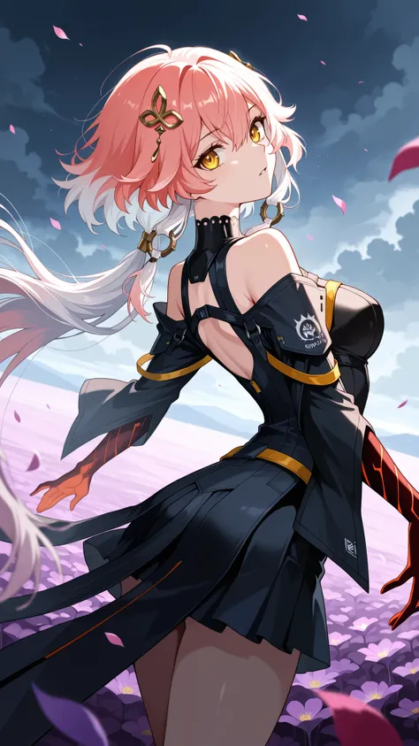 BREAK (masterpiece:1.2), best quality, high resolution, unity 8k wallpaper, (illustration:0.8), Dark poppy field under swirling storm clouds,  
wind violently shaking the flowers,
dust and petals in the air,  
ominous tension, anime cinematic style,  
by C...