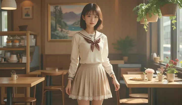 8k,super high resolution , top quality, Masterpiece,rule of thirds,golden ratio,surreal,Picture, one woman,Lower Body, standing in the teacher's house,Beautiful legs,From waist to toes,Japanese high school female sailor uniform,I don't wear a skirt,white l...