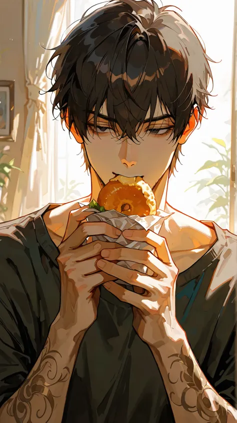 (score_9, score_8_comfort), short hair, masterpiece, premium,  Use々Eat  , dark hair입니다 , perfect face , Dark Eyes ,  Insert  , Alone, adult male , comfortper body ,  Delicate Sensual Impasto, masterpiece, high resolution,  premium , unique  , 1 male , Nice...