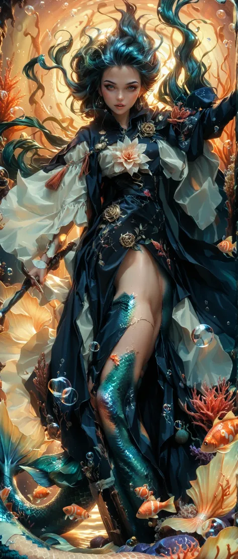 her lower body is a fish tail,She doesn't have mermaid legs