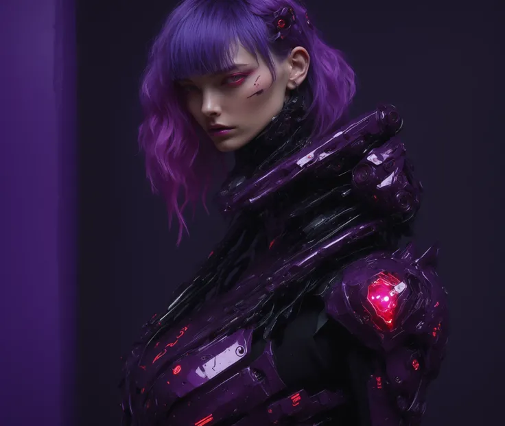 mecha, robot, armor, bodysuit, mechanical arms, science fiction, no humans,CyberEvelyn, 1girl, blue hair, short hair, green eyes, bl  funny epic x ray wallpaper, with accidic vibe, vibrant epic Uhd red light RAYS 1.0  1.0 effects hd 1.0  , toxic pink, red,...
