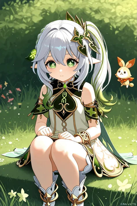 masterpiece, best quality, 1girl, Seul, nahida_genshin, pupilles en forme de croix, uniforme scolaire, cravate verte, blazer, round eye, cape verte, debout <lora:Nahida3:1>