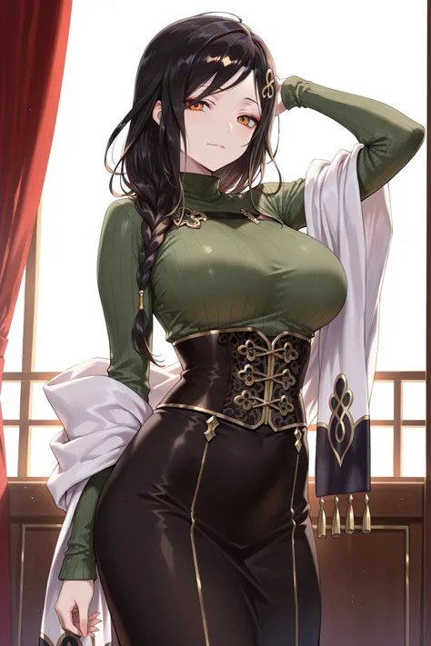 olo,masterpiece,best quality,super fine illustration、finely detail 、clear picture、UHD、HDR, amazing quality, highres, absurdres, very aesthetic, high resolution, ultra detailed, perfect details,(masterpiece, detailed:1.2),nijitomoe,large breasts,orange eyes...