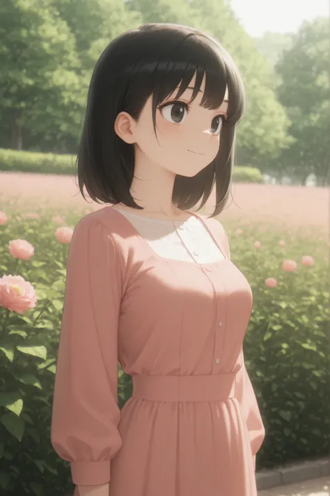 masterpiece, good resolution, HD Quality, newest. good anatomy. good lighting, safe. beautiful, anime, Japanese girl, delicate features. Black hair and even below the neck, Hairstyle. black eyes, happy. piel clara, Soft and smooth, freckles on cheeks. Medi...