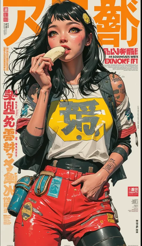 collage of magazine scraps, arte de colagem, The art of creating works combining various materials,Poster with modern and popular design, Retro Tokyo style, Y2K, com contorno branco, alta qualidade, ultra-detalhado, A high school anime girl wearing a schoo...