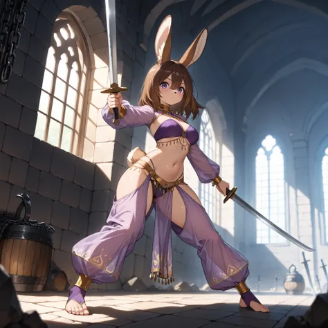 (masterpiece, best quality, amazing quality, very aesthetic, high resolution, ultra-detailed, absurdres, newest, scenery, 1girl, solo, rabbit ears, brown ears, rabbit tail, brown tail, brown hair, medium hair, hair between eyes, beautiful face, purple eyes...