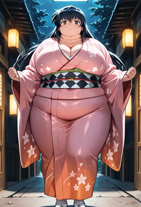 masterpiece,best quality,amazing quality,absurdres, very aesthetic, high resolution, newest, hyper-detailed, anime style, (obese woman), (big mouth),(score_9, score_8_up, score_7_up, score_6_up, score_5_up, score_4_up, BREAK, source_anime, 1girl, kagomehig...