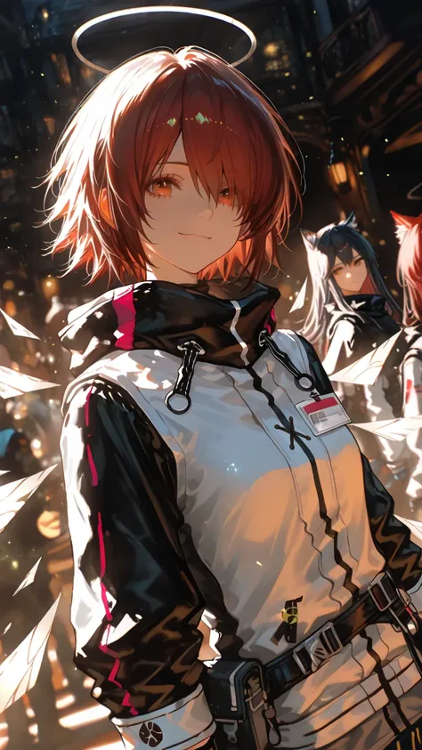 2girls , Stylish photo of two girls from Penguin Express , 
girl A , Texas_Arknights , calm and collected , taciturn , 
girl B , Exusiai_Arknights , Cheerful personality, optimistic, cheerful smile , 
break , 
( ambient occlusion:0.9 ) , masterpiece , best quality , ultra-detailed , high resolution , extremely detailed CG , unity 8k wallpaper , super detailed skin , perfect anatomy , detailed beautiful face , detailed beautiful eyes , highres , chiaroscuro , highly detailed background , elaborately designed clothes , dramatic lighting , dramatic angle , light particles , ARW , 