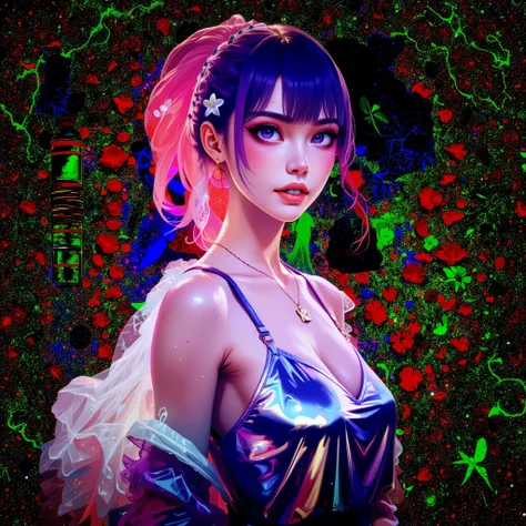 anime girl with a colorful umbrella in a field of flowers, cyberpunk flowerpunk, cyberpunk art style, inspired by Yanjun Cheng, dreamy colorful cyberpunk colors, dreamy cyberpunk girl, glitchpunk girl, anime style mixed with fujifilm, anime vibes, glowwave...
