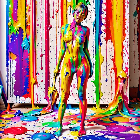 [Base:tsubaki_mix-v1.5] Posing covered in paint 1 L2