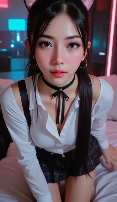 1 beauty Anime-Realistic E-girl, Ulzzang-Girl, identification photo,(bilateral symmetry:1.5),1animegirl,A seductive and erotic 21-year-old female pervert,anri okita,sexy, enchanting,(make up:1.3),make up,black eyelashes,eyeliner, eyeshadow, seductive moani...