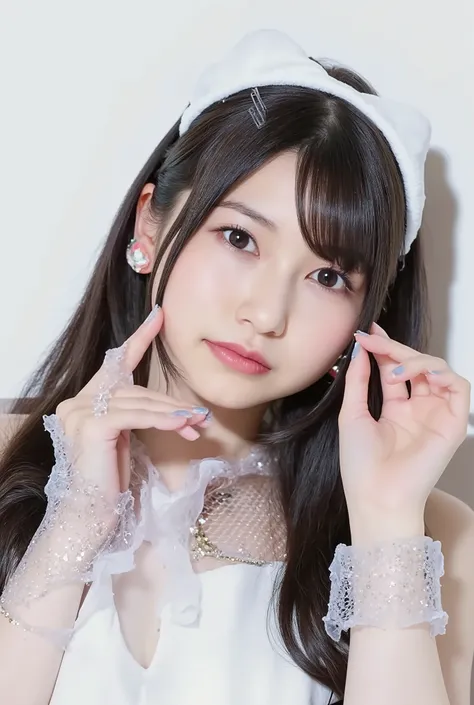 top quality、beautiful woman、 nsfw, super resolution、8K、 images with no sense of incongruity、 face with no sense of incongruity、Fine Details、 Correct Human Body Ratio、Smile Yan、light makeup、sexy、sexyなメイド服、Slender、Temptation、dark haired、Living room、B cup、per...