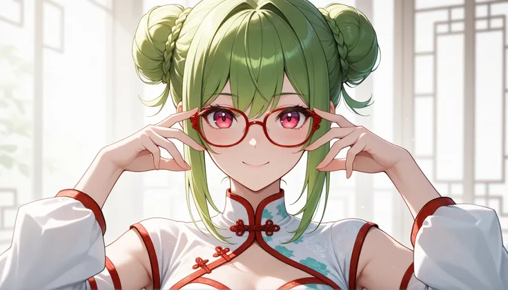 ((solo)), The upper body is visible, hair tacking , 素晴らしいmasterpiece, Top Quality, High Fashion, Extremely ridiculous, HDR, intricate detail, brightly colored, very cute face, masterpiece, 最High Quality, High Quality, ULTRA DETAIL, Very awa, green hair, ...