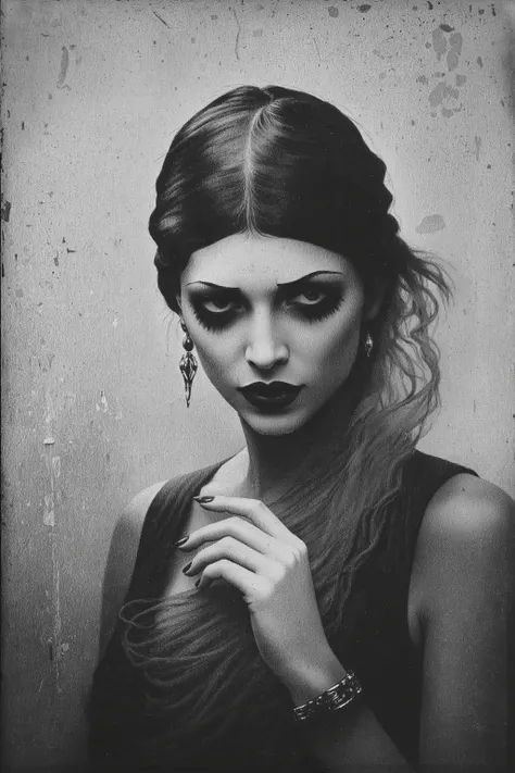 Depressive Black,1girl, solo,make up,1920's fashion,fashion portrait