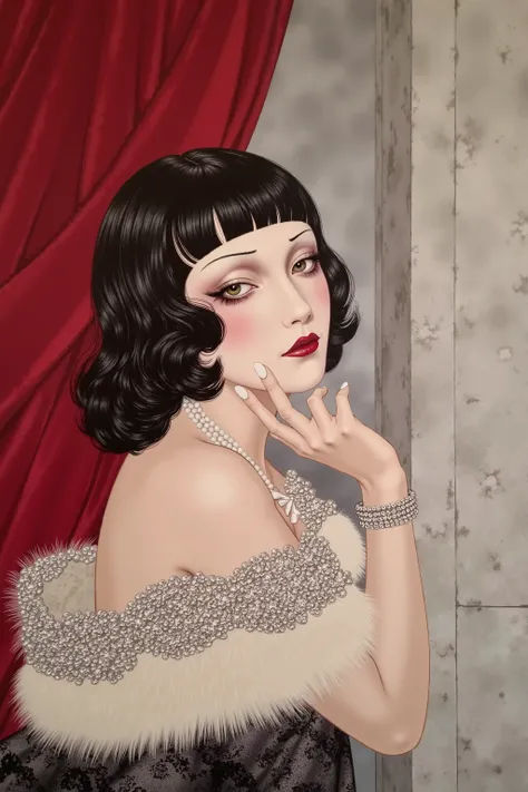 1girl, solo,make up,1920's fashion,fashion portrait