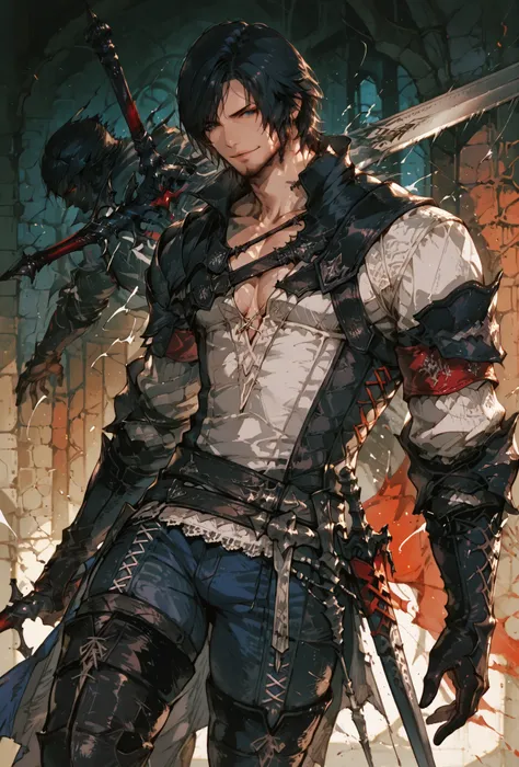 (score_9,score_8_up,score_7_up),((MAN, 1 MAN, CLIVE, FINAL FANTASY XVI, CLIVE full clothers, WITH SWORD, LIGHT MUSCLE,muscle BODY TYPE,)), ,,extremely detailed,dynamic lighting,best quality,,,best quality,high quality,, , dynamic angle, , thick thighs, mot...