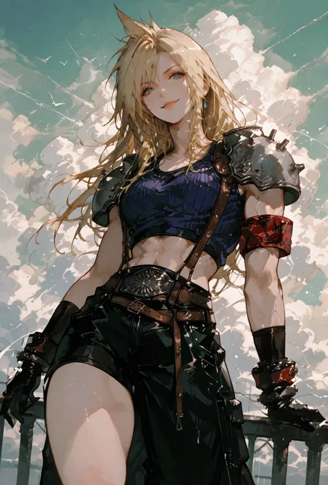 (score_9,score_8_up,score_7_up),((CLOUD, FINAL FANTASY VII, CLOUD full clothers, LIGHT MUSCLE,muscle BODY TYPE,)), ,skindentation,,extremely detailed,dynamic lighting,best quality,,,best quality,high quality,, , dynamic angle, , thick thighs, motion lines,...