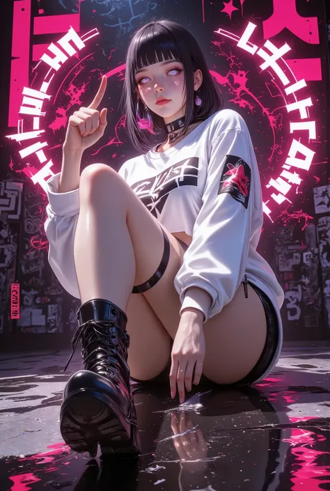 magic-paint-style, masterpiece, Maximum Quality、big butt and big breasts, Extremely detailed CG uniform 8K wallpaper, (Graffiti: 1.5), score_9_above, score_8-above, score_7_above, masterpiece, semi-realistic, 1girl,((dynamic angle)),vista frontal, vista la...