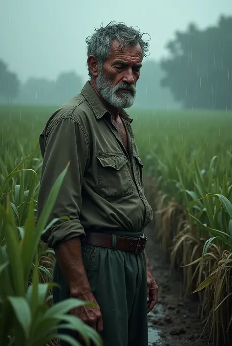 A farmer is working in a filed and a heavy rain come and all crops finished he is weeping  because no one like and subscribe 