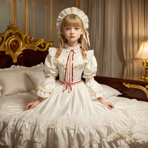 highest quality, masterpiece, highest resolution, artwork, super get used to it, many become familiar with, become familiar with, get used to it,change,,little girl, before bedtime,((twelve years old)),european,((blonde very longhair:1.0)),(((white nightgo...