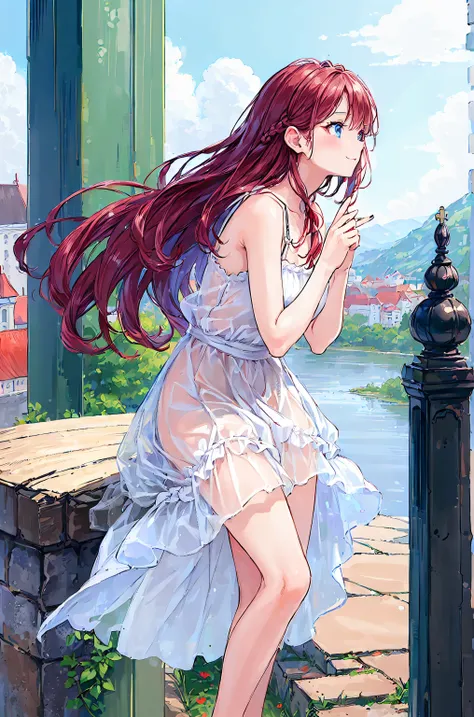 (Highest Quality:2.0), (profile:1.5), (Red Face:1.3), (realistic:1.5), 1 , Precision small handle, embarrassed expression, smile, Traveling Girl , HER BIG PINK TRAVEL BAG , andてもいい,innocent face, Young face, clear eyes, Shining Eyes, beautiful skin, ((s...