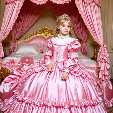 Realistic,highest quality, masterpiece, highest resolution, artwork, super become familiar with, many be familiar with, be familiar with, become familiar with, romantic,woman, 10 years old,the girl is a princess,pink victorian dress, ((Gorgeous princess ro...