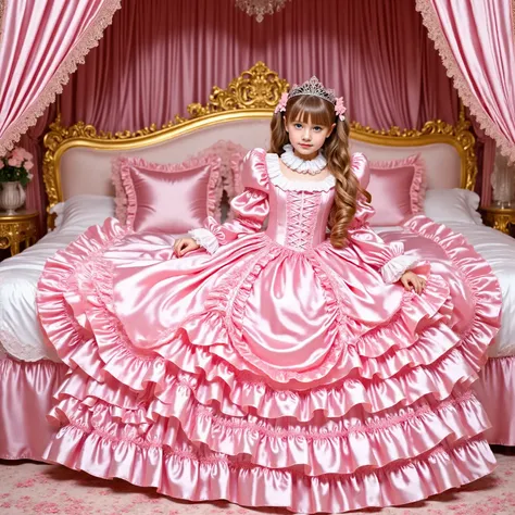 Realistic,highest quality, masterpiece, highest resolution, artwork, super become familiar with, many be familiar with, be familiar with, become familiar with, romantic,woman, 10 years old,the girl is a princess,pink victorian dress, ((Gorgeous princess ro...